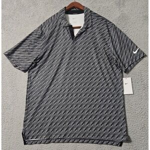 Nike Dri-Fit Vapor Dash DX6688-010‎ Black White Polo Golf Shirt Men's Large